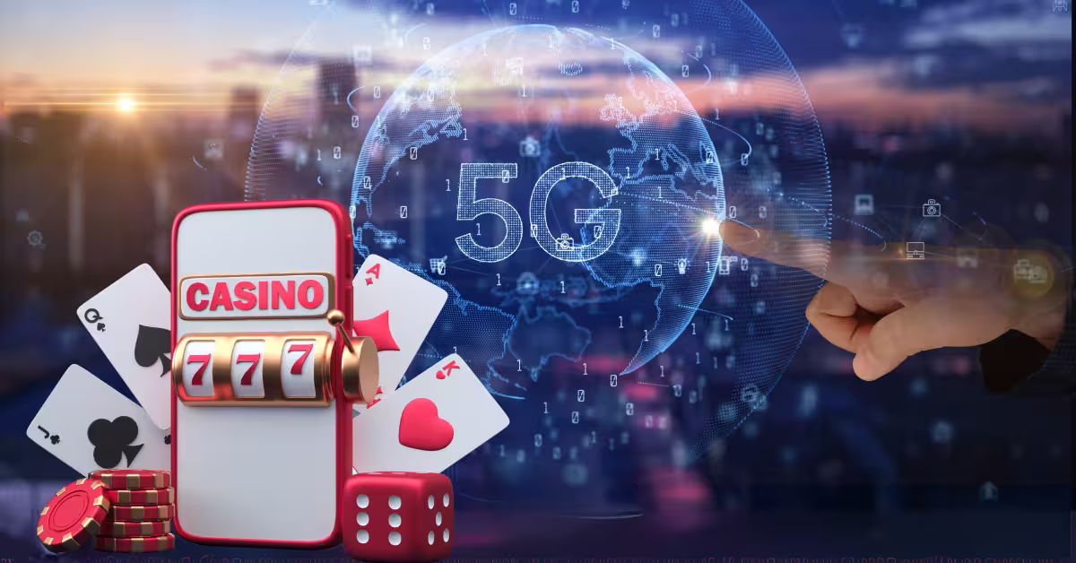 Hands Touch 5G High Speed Connection - Casino App 3D Illustration